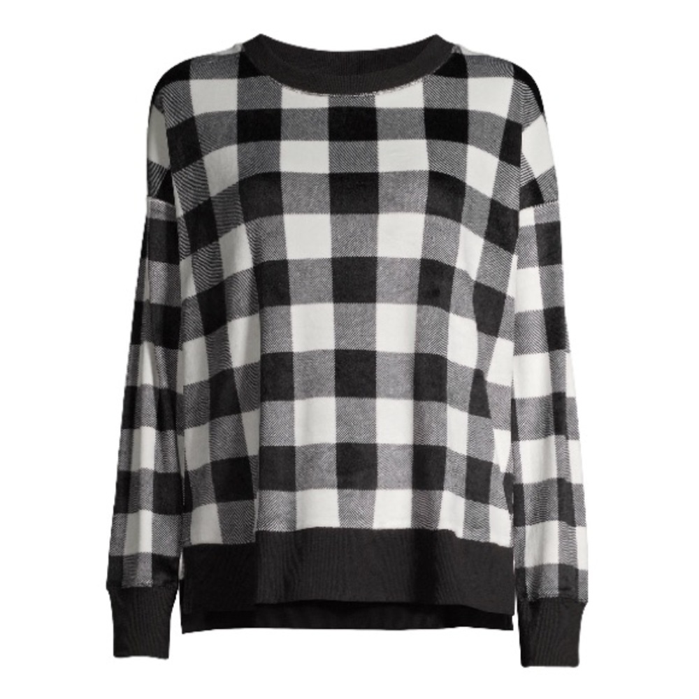 Women's Velour Long Sleeve Crew-Neck Top